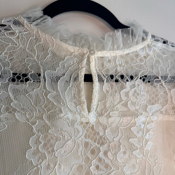 Forever That Girl Anthropologie Elegant White Lace Ruffle Top - Picture 6 of 7